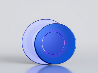 Wall Mural - Abstract Blue Circles Overlapping on Light Gray Background
