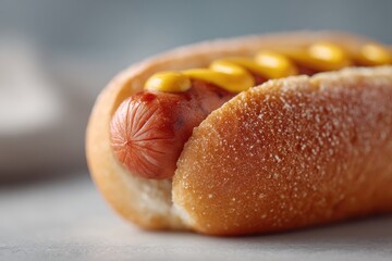 Wall Mural - close-up of hot dog on clean white surface