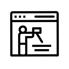 Website Builder Icon - Person creating a website in a digital workspace  