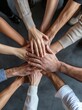 © Kavi - Team hands, support and work motivation of business workers working with financial data. Finance collaboration, teamwork and accounting employee group
