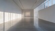 © Anak - Empty modern gallery space illuminated by sunlight.