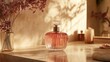 © Lumevia - Elegant perfume bottle on a marble vanity.