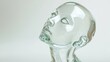 © Creations Photo  - Minimalist glass mannequin head with reflections on a white background