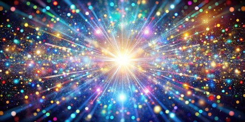 Poster - A vibrant and mesmerizing display of radiant light beams and scattered bokeh, creating a dynamic and energetic composition.