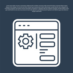 Wall Mural - blue line browser setting icon isolated on blue background. adjusting, service, maintenance, repair,