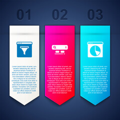 Wall Mural - set browser window, search engine and graph chart infographic. business infographic template. vector