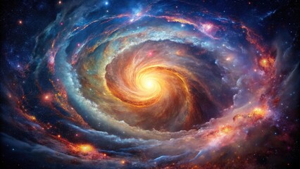 Aufkleber - A swirling cosmic nebula with vibrant hues and sparkling stars, creating a majestic display of celestial beauty