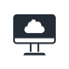 Wall Mural - Black Cloud technology data transfer and storage icon isolated on white background. Vector