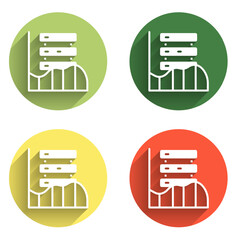 Wall Mural - set server, data, web hosting icon isolated with long shadow background. color circle button. vector