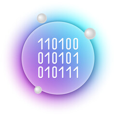 Wall Mural - white binary code icon isolated on white background. blue and purple gradient circle background. vec