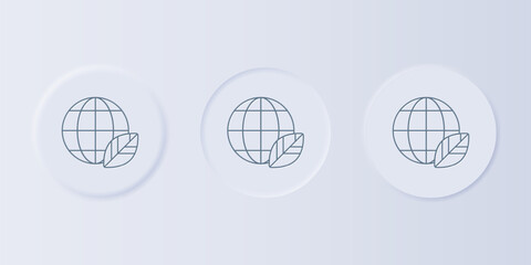 Wall Mural - grey earth globe and leaf icon isolated on grey background. world or earth sign. geometric shapes. e