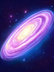 Wall Mural - A vibrant, swirling galaxy in shades of purple and blue, centered in a dark space speckled with stars