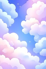 Wall Mural - Dreamy pastel cloudscape at twilight, stars subtly shining