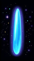 Wall Mural - Glowing blue energy beam in a dark space, surrounded by stars