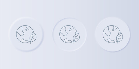 Wall Mural - grey earth globe and leaf icon isolated on grey background. world or earth sign. geometric shapes. e