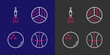 © Kostiantyn - Set line Basketball ball, Bowling, Volleyball and Dart arrow icon. Vector