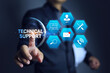 © AREE - technical support concept with engineer pointing on customer service information icon or after sale service such as repair, newsletter email, question and answer, on site services
