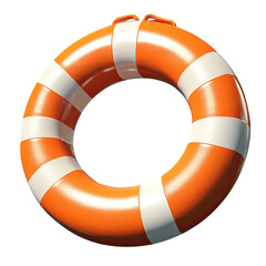 a vibrant lifebuoy, essential for safety in aquatic environments. its orange and white design signal