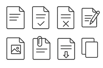 Wall Mural - flat vector illustration displaying various document icons in a clean and simplistic design suitable