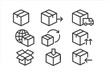 © icon_art - Delivery and shipping process illustrated with flat vector icons representing various steps in a logistic system