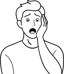Wall Mural - shocked man depicted in elegant continuous line art drawing style showcasing intense emotion through