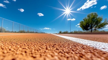 track field day with sun and blue sky