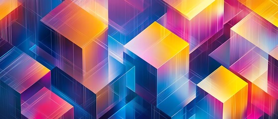 Wall Mural - abstract design featuring overlapping translucent rectangles with vibrant color gradients