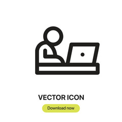 Poster - Working icon vector. Linear-style sign for mobile concept and web design. Working symbol illustration. Pixel vector graphics - Vector.