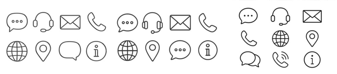 Fototapete - Collection of web icons in line style for communication and information sharing