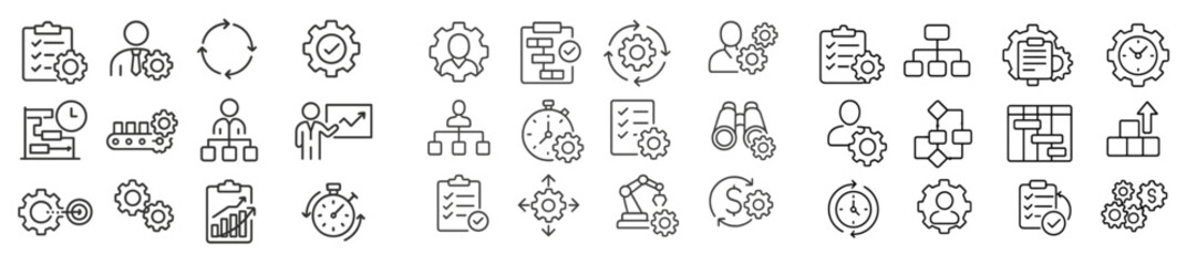 Fototapete - Collection of web icons designed in a clean line style representing various business and technology concepts