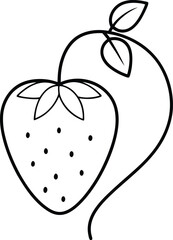 Wall Mural - strawberry plant illustration created in continuous line art style ideal for botanical prints fruit 