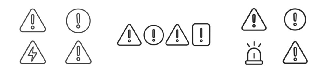 Fototapete - Collection of web icons featuring alert symbols in line style for digital design applications