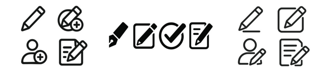 Fototapete - Set of line style web icons representing various functions such as editing, adding users, and managing documents