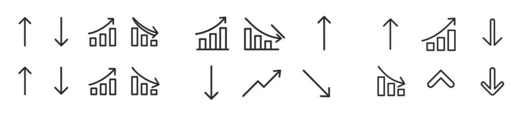 Fototapete - Collection of line style web icons representing various data trends and metrics