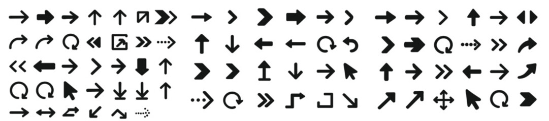Leinwandbilder - Set of web icons featuring various line style arrows and directional indicators for digital design use