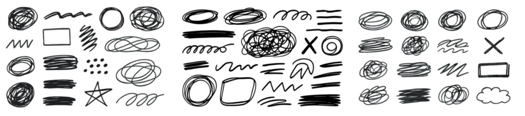 Leinwandbilder - Set of line style web icons featuring various shapes, patterns, and decorative elements for graphic design use