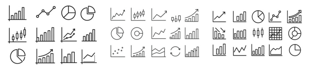 Leinwandbilder - Web icons featuring line style chart, analytics, and data representation suitable for various digital projects