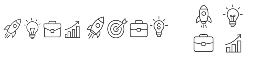 Poster - Web icons collection featuring line art designs for business, creativity, and technology themes