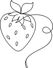 Wall Mural - elegant continuous line artwork of a strawberry plant suitable for fruit themed illustrations health