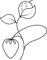 Wall Mural - fresh strawberry plant design rendered in continuous line art suitable for organic food themes botan