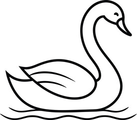 Wall Mural - continuous line artwork of a swan gliding over water surface perfect for elegant bird illustrations 