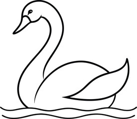 Wall Mural - minimalist swan bird drawing on a water surface using continuous line art technique great for elegan
