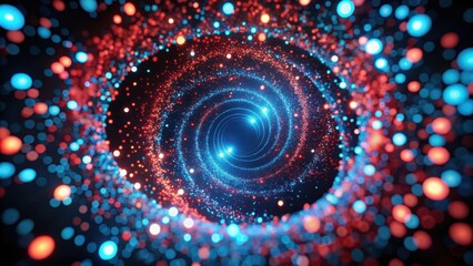 Aufkleber - Abstract swirl of glowing particles in red and blue hues, creating a mesmerizing vortex of light and energy