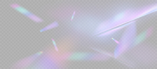 Leinwandbilder - Transparent background with soft rainbow highlights and subtle prismatic reflections. Ideal for blending effects, visual flares, lens reflections. Vector