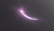 © Valeriia - Soft glowing pink light trail with gentle curve and radiant flare on transparent background. Suggests magical comet motion with smooth energy flow and dreamy glow.