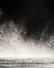 Wall Mural - dramatic splash of silver glitter against a dark background creating a dynamic and energetic visual 