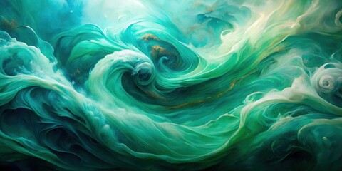 Aufkleber - Abstract Swirling Green and White Hues Captured in a Fluid Dance of Color and Movement