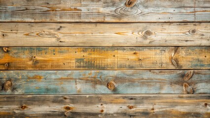 Aufkleber - Rustic Wooden Planks with Distressed Texture and Natural Variations in Color