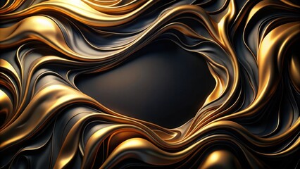 Aufkleber - Abstract gold and black swirling fabric frame with a blank center for text and design