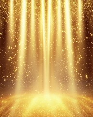 Wall Mural - radiant golden light beams cascading down with shimmering stars creating a magical and festive atmos